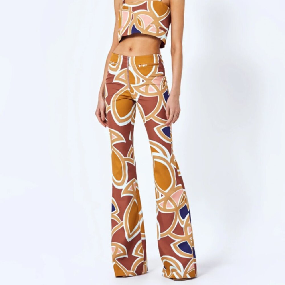 NWT Alexis Flared Daru Pant Abstract Orange - Picture 10 of 12